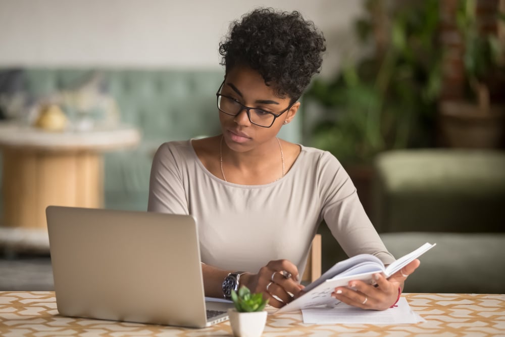 woman working at desk